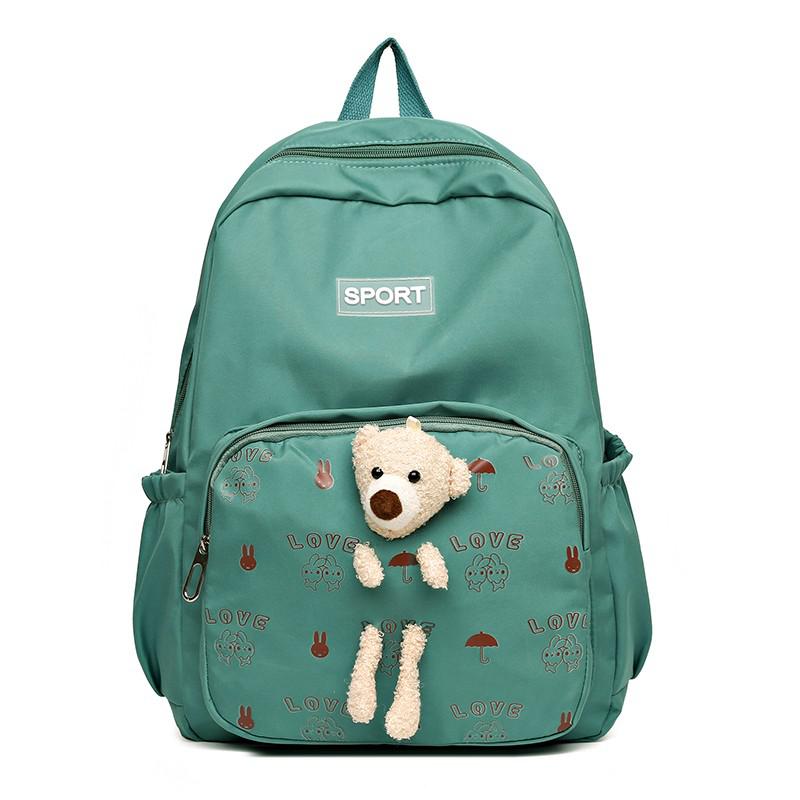 Zaino da donna Oxford di moda zaino da scuola con orso carino per ragazze zaini da viaggio impermeabili di grande capacità zaini per studenti 2022: green