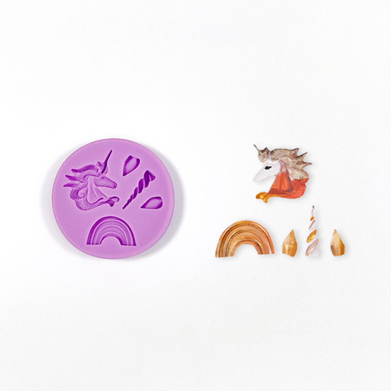 Decoración de pastel de unicornio, molde con tapa de azúcar, molde combinado de pestañas con oreja de unicornio, molde DIY: Azul cielo