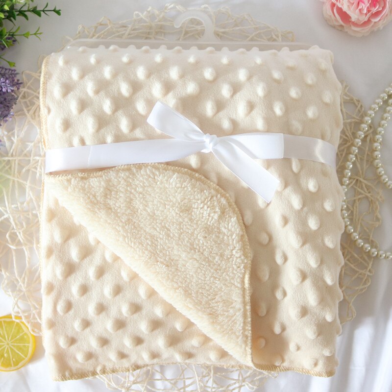 Mantas de franela 3D para bebé recién nacido, conjunto de ropa de cama sólida, funda para cochecito infantil, manta para niño y niña: Beige Dot