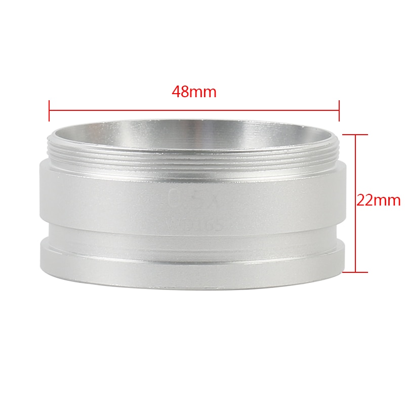 Silver WD165 0.5X WD30 2X Stereo Microscope Auxiliary Objective Lens Barlow Lens With 1-7/8" (48mm) Mounting Thread