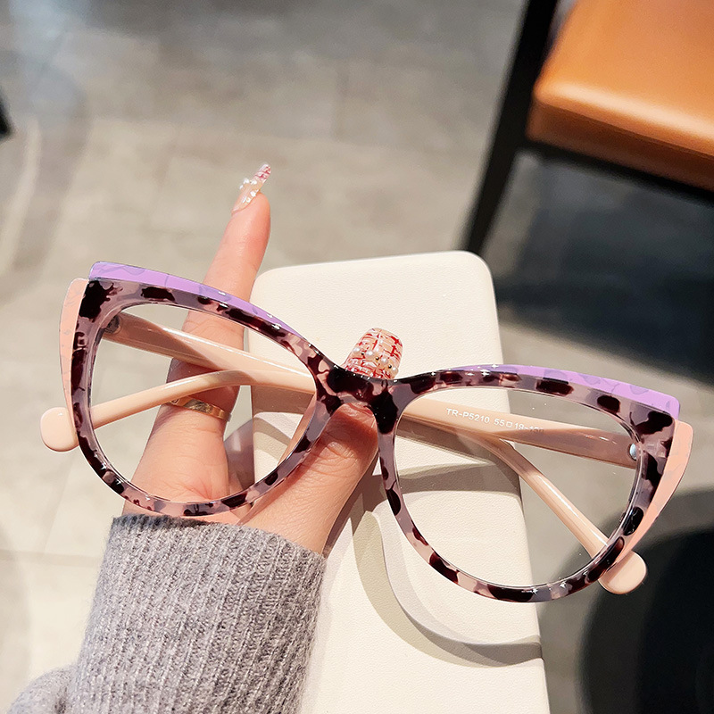56691 Regenboog Optische Spektakel Frame Vrouwen Mode Gekleurd Wenkbrauw Frame Platte Spiegel Cat Eye Anti Blauwe Computerbril