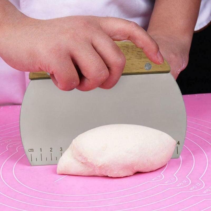 1 ud. Espátula para masa de acero inoxidable cortador de pastelería graduado para pan galletas masa espátula herramientas para hornear utensilios de cocina