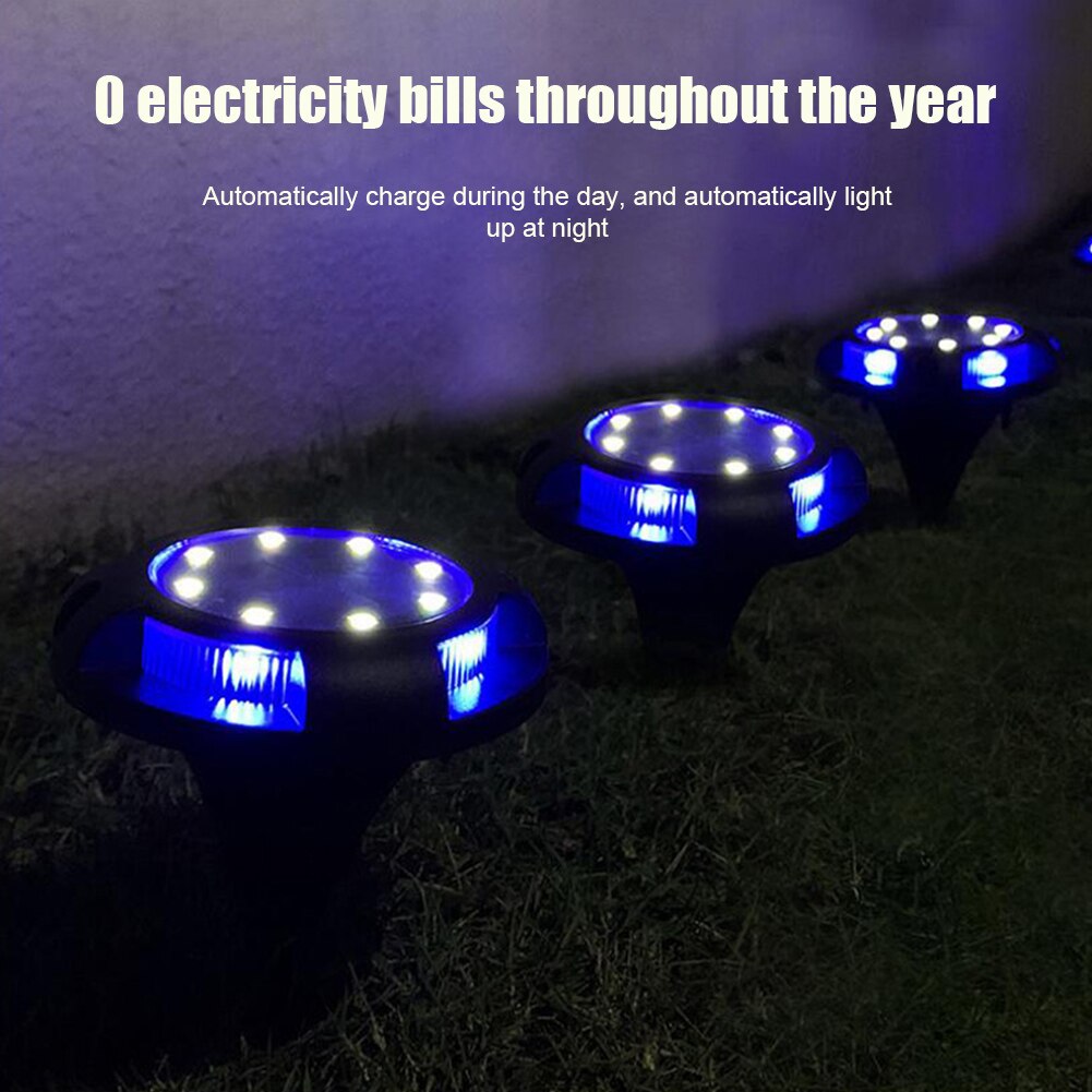 8pcs Outdoor Garden Sidewalk Yard Solar Power Decorative Waterproof 8 LED Bright Ground Light Corridor Pathway Landscape Lawn