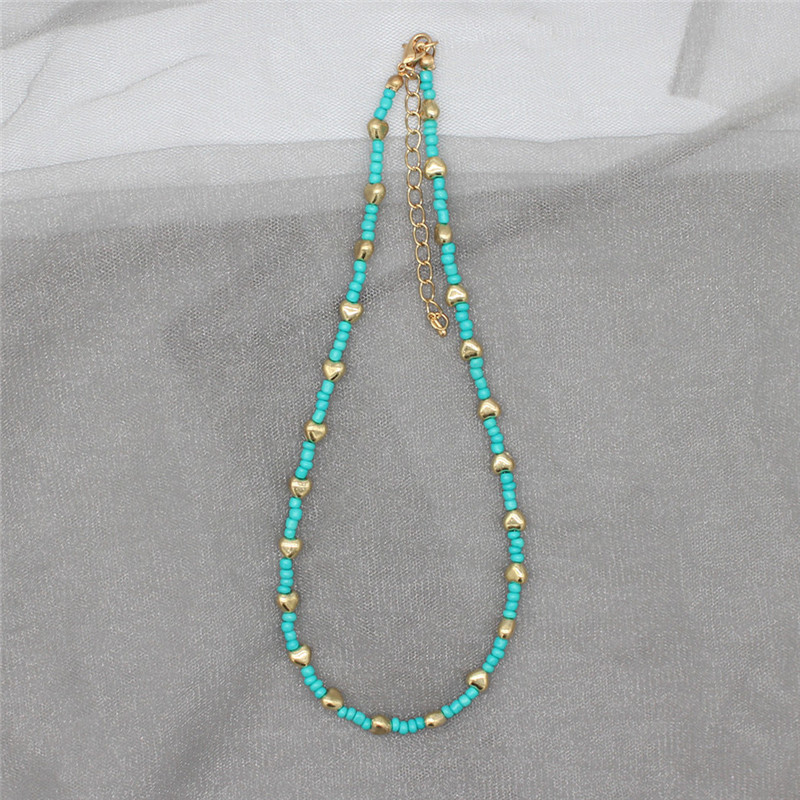 Colorful beaded initial choker for women, pendant necklace, collar charm, heart jewelry, boho accessories: 6