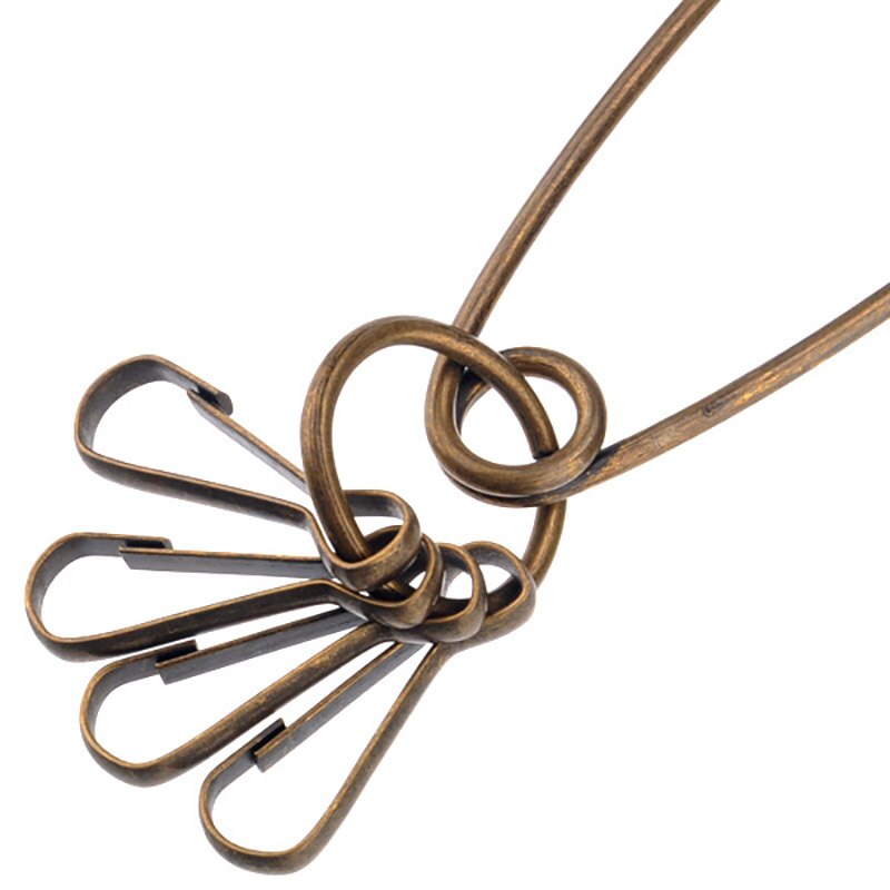 Retro stor säkerhetsnålsformad nyckelring i metall nyckelhållare nyckelring