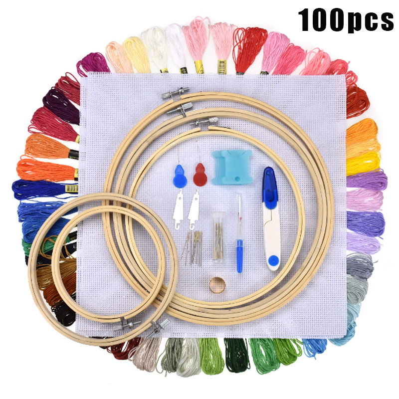 100 Strengen Draden Borduren Beginners Kit Voor Cross Stich Diy Patroon Bamboe Borduurringen E2S