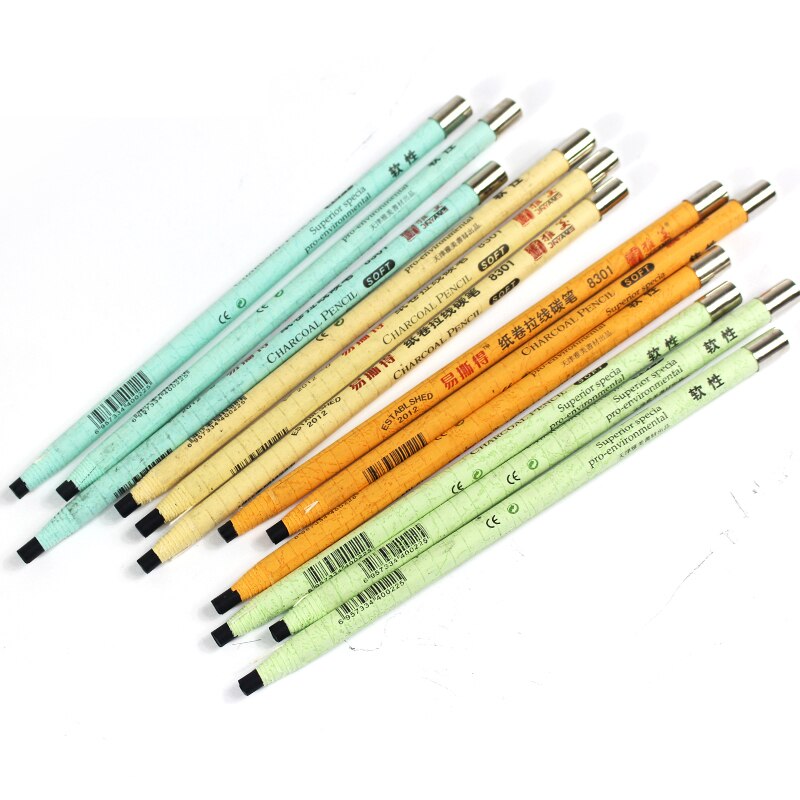 12pcs/set Profession Sketching Drawing Artist Pencil Pull line Paper Charcoal Pencils Painting Stationery Soft Pens