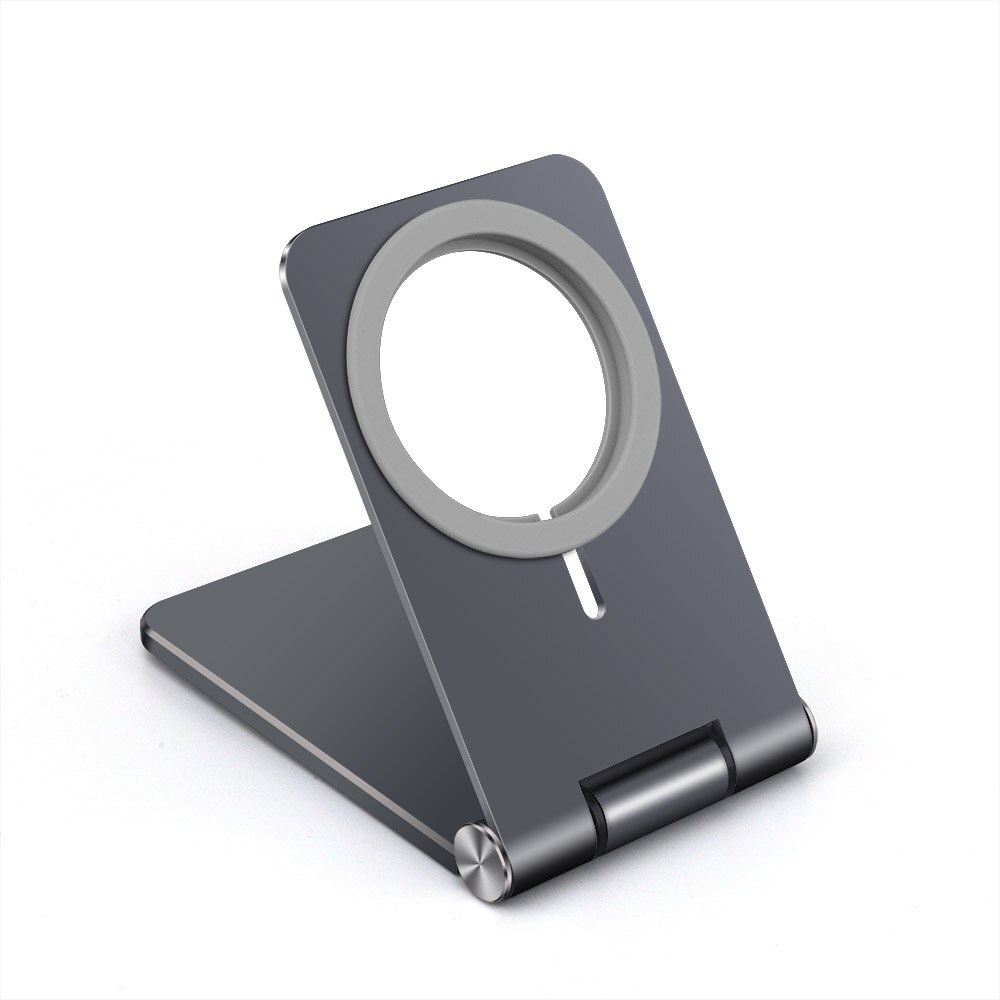Magnetic Phone Charger Stand Holder for iPhone 12 Series - Foldable Wireless Charging Dock Base: Foldable Grey