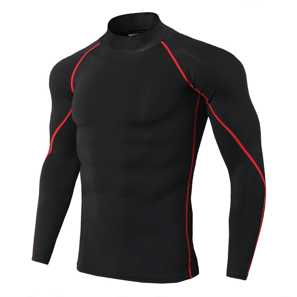 Men's Workout Compression Shirt Turtleneck Long Sleeve Rash Guard Gym Base Layer Athletic Undershirt Gear Sports Shirt: S / Blue