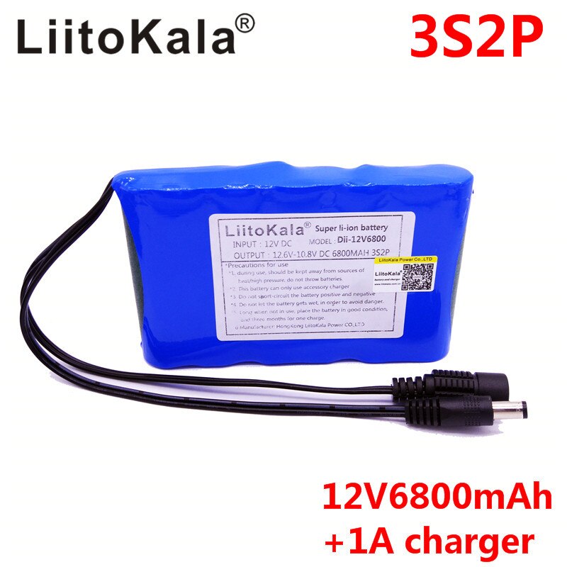HK LiitoKala DC 12V 6800mAh 18650 Li-ion Rechargeable Battery Pack Charging Power Bank For GPS Car Camera