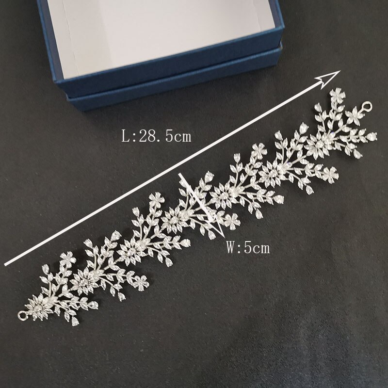 SLBRIDAL di Lusso Flessibile Pieno Zircone Cubico di Nozze Diadema Della fascia Da Sposa Damigelle D'onore corona CZ Accessori Dei Capelli Dei Monili Delle Donne: SL-GSHG0163
