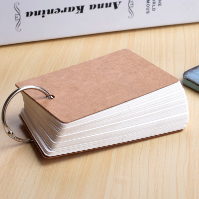 small 50 Unruled Blank Pages Notepad Word Cards, Binder Ring Easy Flip FlashCards alphabet cards for study: white