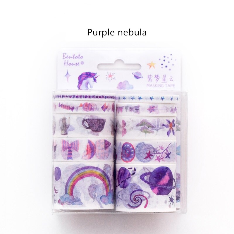 10Pcs Candy Stad Kleur Papier Washi Tape Set Blauwe Zee Paars Nebula Rode Decoratie Masking Tapes Stickers Briefpapier a6346: Purple nebula