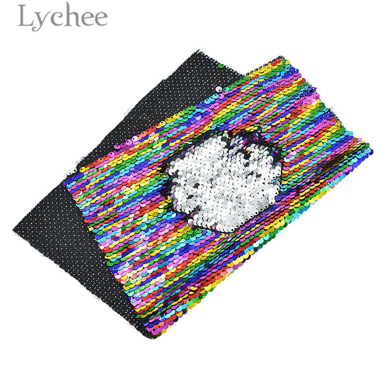 Lychee Leven 29Cm X 21Cm A4 Regenboog Omkeerbare Sequin Stof Glanzende Stof Diy Naaien Leveringen: 1