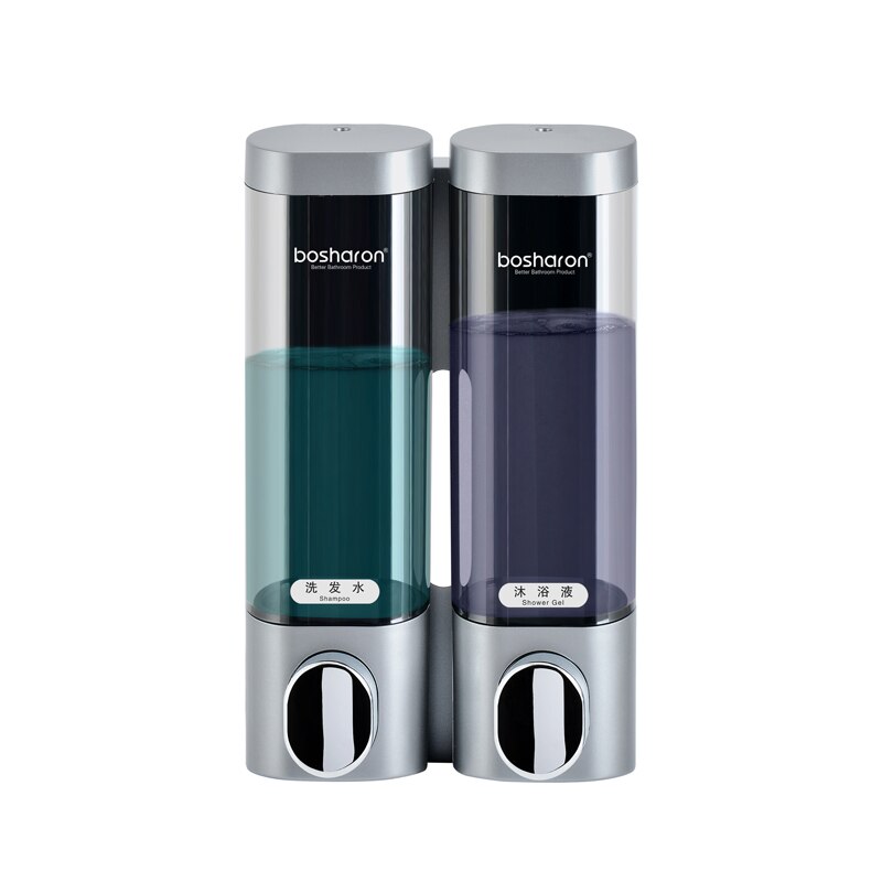 Triple Soap Dispenser Wall Mount Shampoo Dispensers Detergent Shower Gel Bottle Gold 300ml Plastic Bathroom Accessories For Home: Silver Gray Double