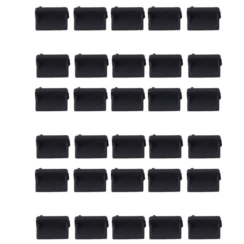 30 stück silikon-usb-anschlussstopfen, staubdichte schutzkappen, schwarz: Default Title