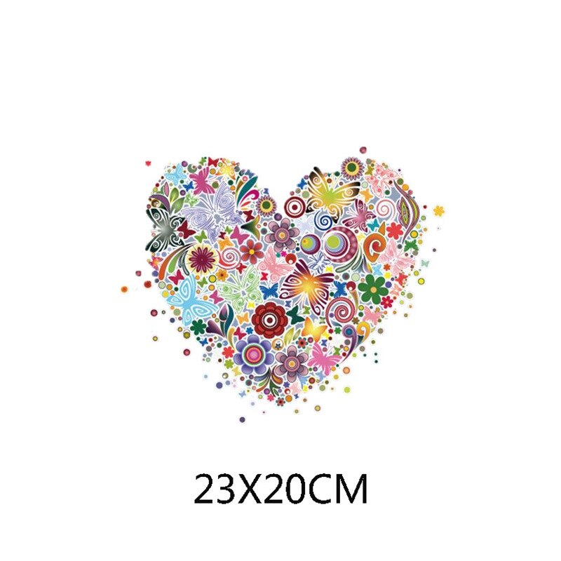 Prajna thermische strijkijzer warmteoverdracht sticker hart bloem warmteoverdracht vinyl patch strijkapplicatie patches voor kleding t-shirt: Geweermetaal
