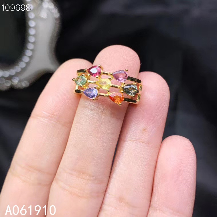 Kjjeaxcmy boutique sieraden 925 sterling zilveren ingelegde natuurlijke gekleurde saffier ring vrouwelijke ondersteuning detectie prachtige populaire