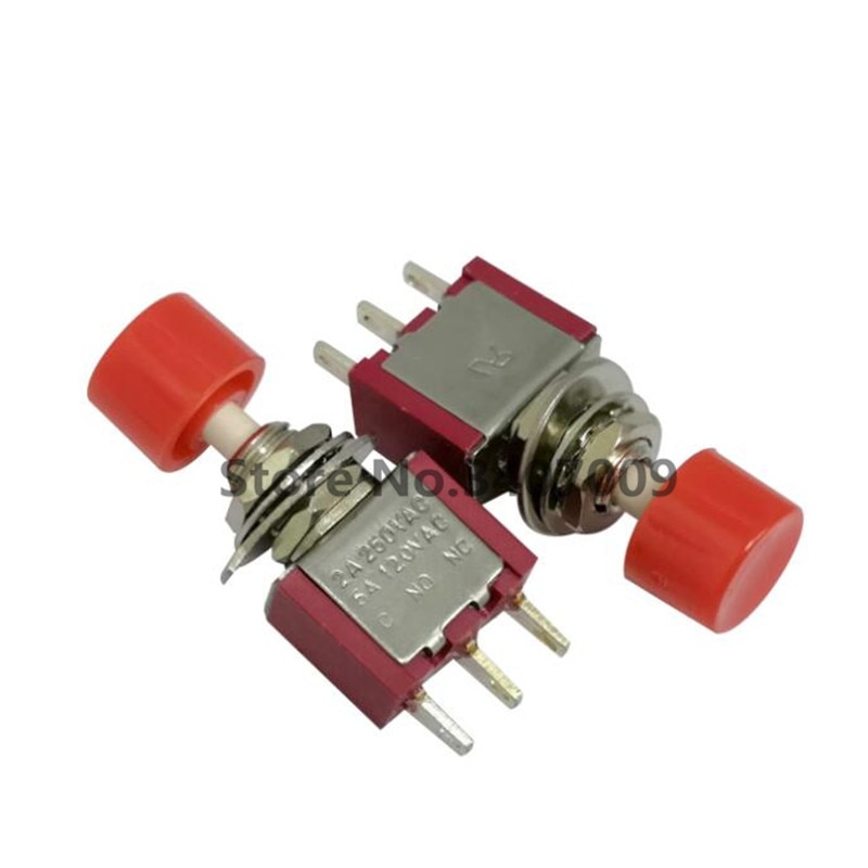 5Pcs 3Pin C-NO-NC 6mm Mini Momentary Automatic return Push Button Switch ON-(ON) 2A 250VAC/5A 120VAC Toggle Switches