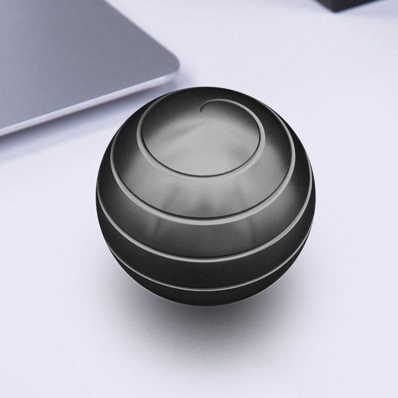 Desktop Decompression Rotating Spherical Gyroscope Anti Stress Desk Toys Adults Metal Gyro Optical Illusion Flowing Finger Toy: black