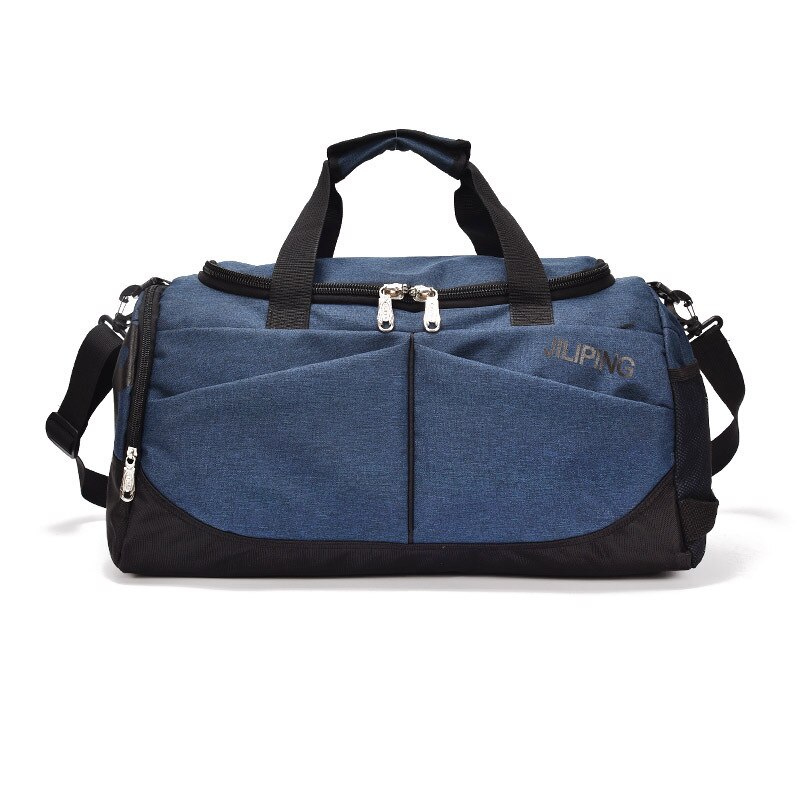 Bolsa de viagem dos homens quentes grande capacidade mulheres bagagem esporte duffle sacos masculino lona grande viagem dobrável bolsa ombro 632: Dark Blue