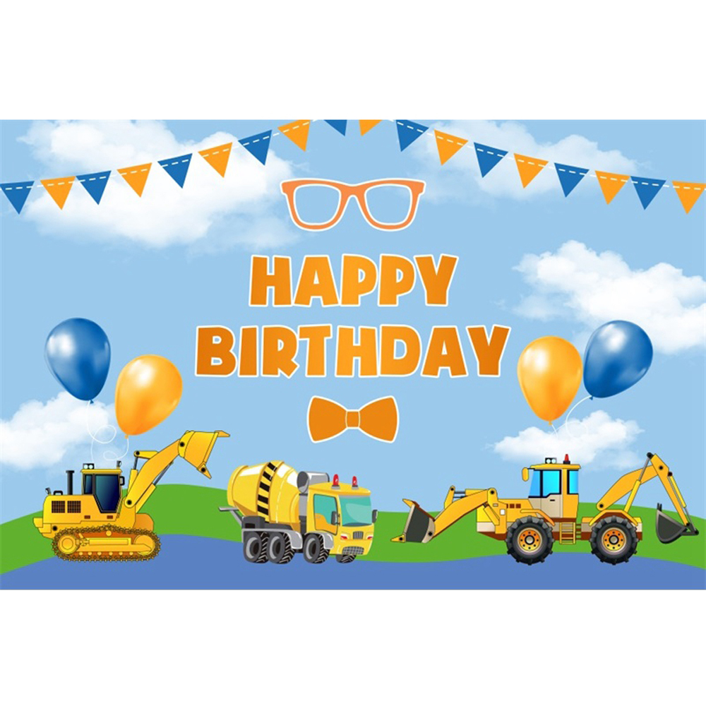 Excavator Truck Photo Backdrops Boy Birthday Construction Background Party Decor Photography Prop Photocall Photo Studio: XXL / Light Grey