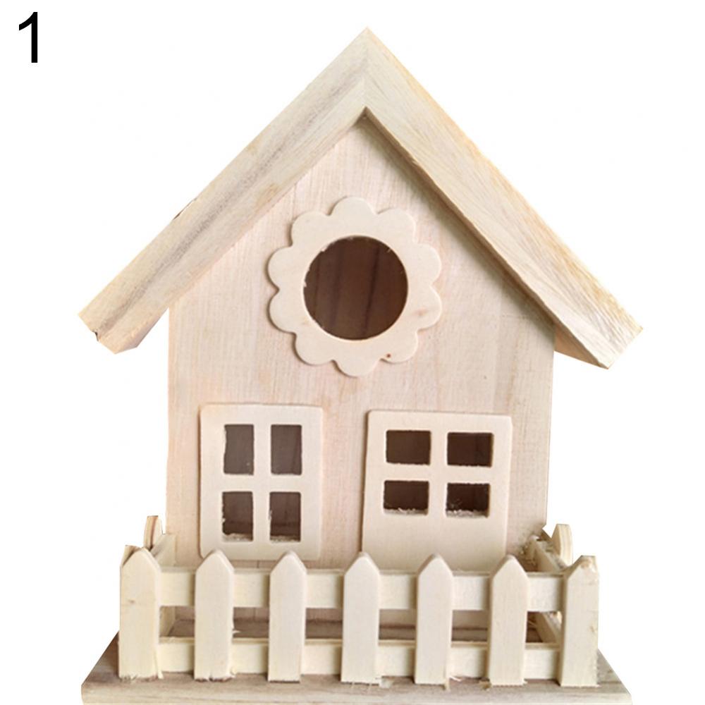 Caja de jaula de madera para cría de aves, jaula de loro montada en la pared, decoración colgante para jardín, balcón: 1