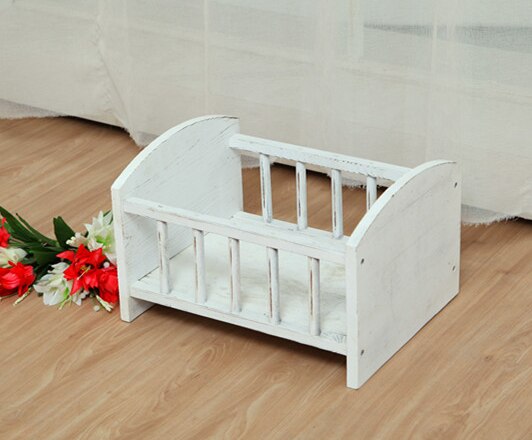 Cama de bebé para fotografía, cuna de bebé en forma de corazón, contenedor de madera para estudio fotográfico, utilería para posar: 6