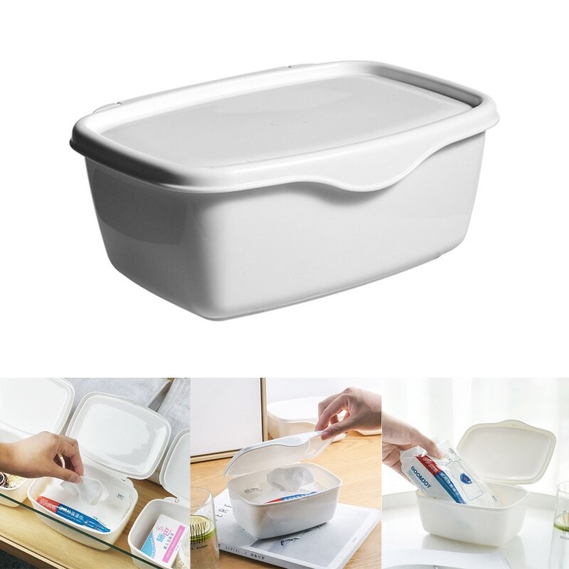 Våtservietter oppbevaringsboks flip cover støvtett baby våtserviett dispenser med klistremerker