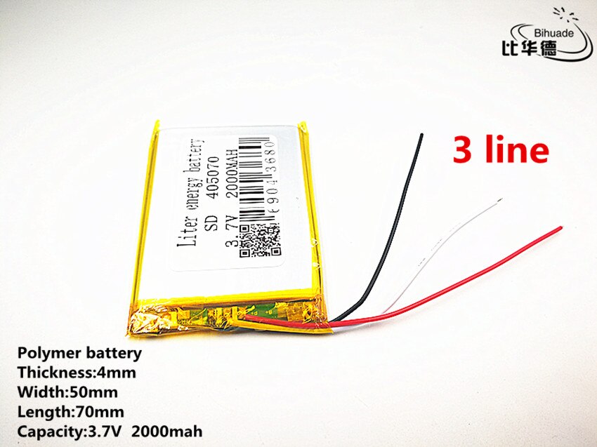 3 linie gute qulity 3.7v,2000 mah ,405070 polymer lithium-ionen/li-ion batterie für spielzeug, power bank, gps ,mp3,mp4