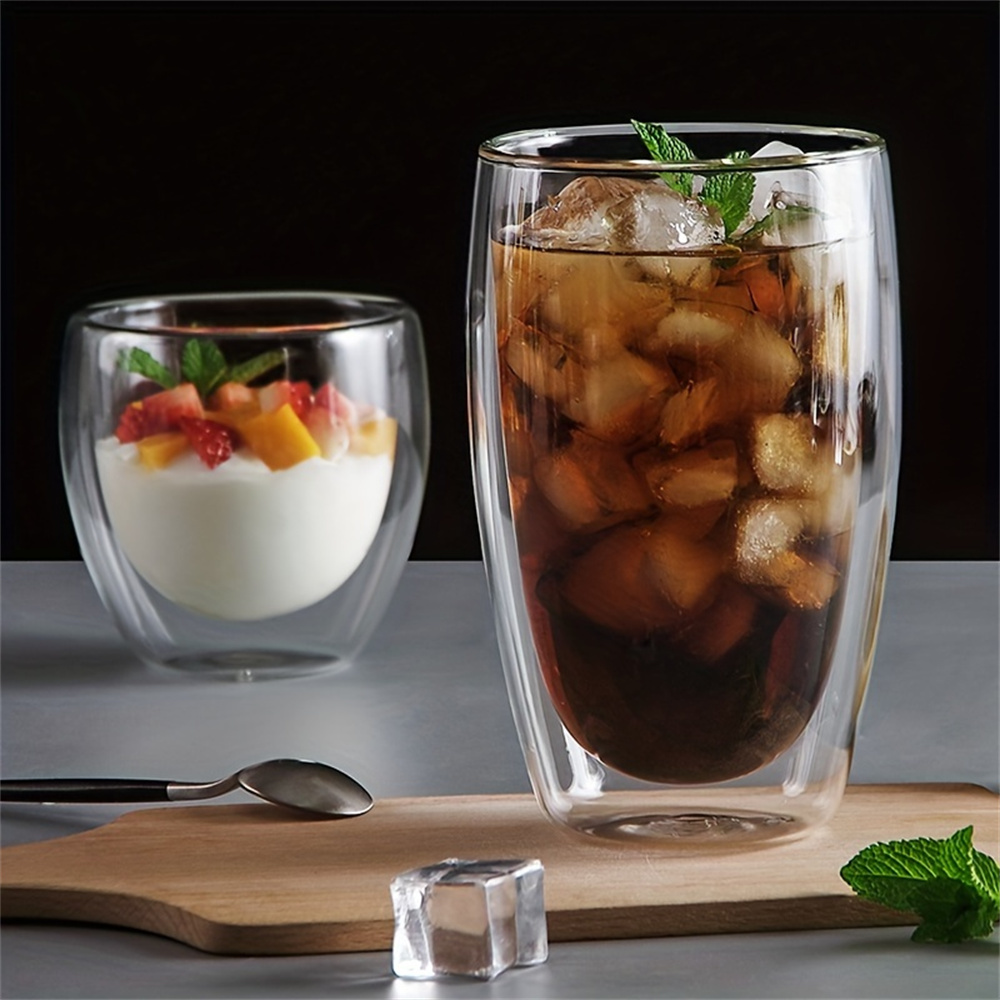 6 stuks dubbelwandige geïsoleerde glazen espressokopjes 80/150/250/350/450 ml geïsoleerde thermische glazen koffiemok voor thee/sap/melk, latte