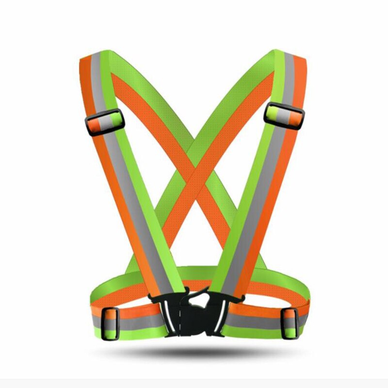 Correa reflectante para correr de noche, chaleco reflectante de alta visibilidad, suministros de seguridad deportiva para hombre y mujer: Orange spell green