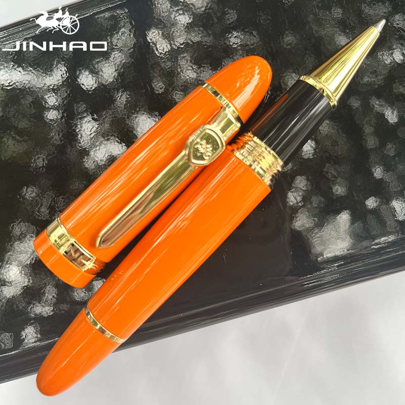 Jinhao 159 Rollerball Pen met grote cilinder en gouden clip Glad schrijven voor relatiegeschenk (zwarte inkt): Clear