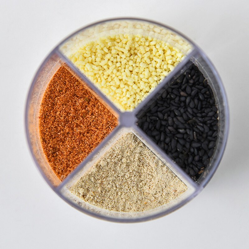 Four-divided Spice Jar Seasoning Box Kitchen Spice Storage Bottle Jars Transparent Salt Pepper Cumin Powder Storage Box