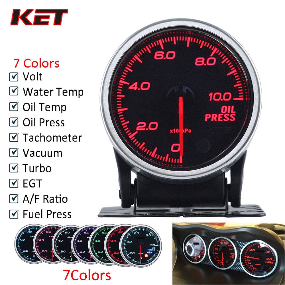 2 Inch 52MM Auto Gauge Meter Ext Temp Turbo Boost Oil Press Water Temp Oil Temp RPM Trans Temp AFR Gauge With Stepper Motor