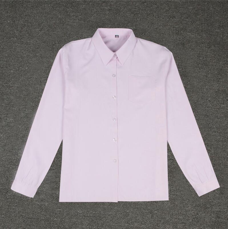 Witte katoenen japanse studente meisjes school jk uniform top grote maat xs -5xl middelbare school uniformen lange mouwen wit overhemd: Roze / S