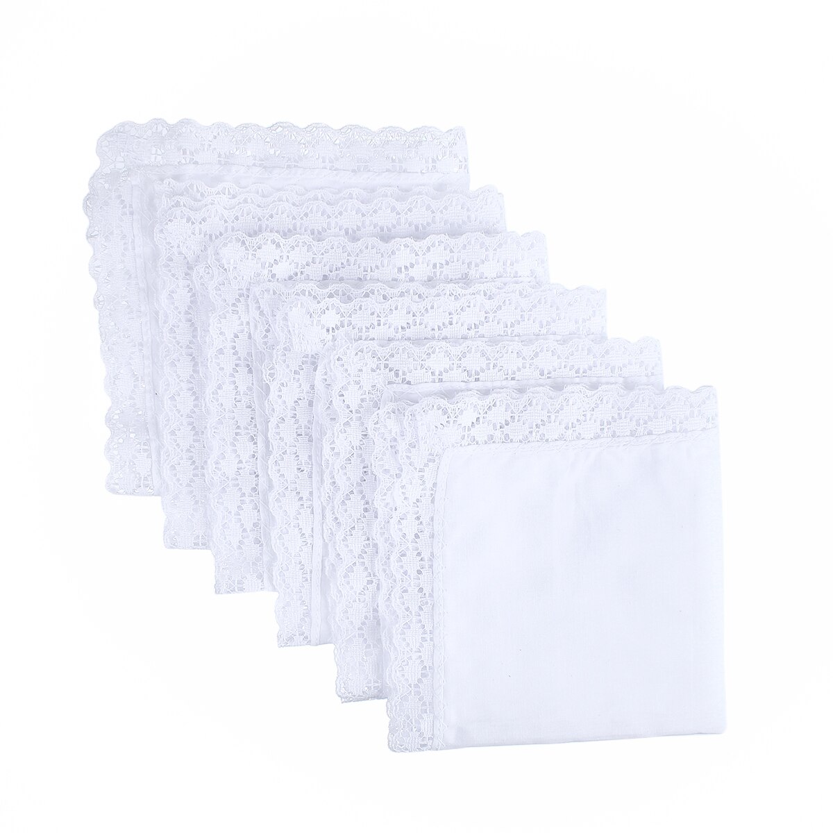 Kant Witte Vierkante Nuttig Zakdoek Voor Vrouw Man Classic Gentleman Stijl Katoenen Zakdoek Vierkante Kant 26*25Cm 6 stks/set