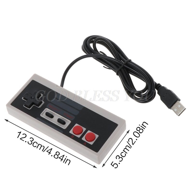 USB Gaming Controller Plug-Play Plastic Black+Gray for NES PC Windows