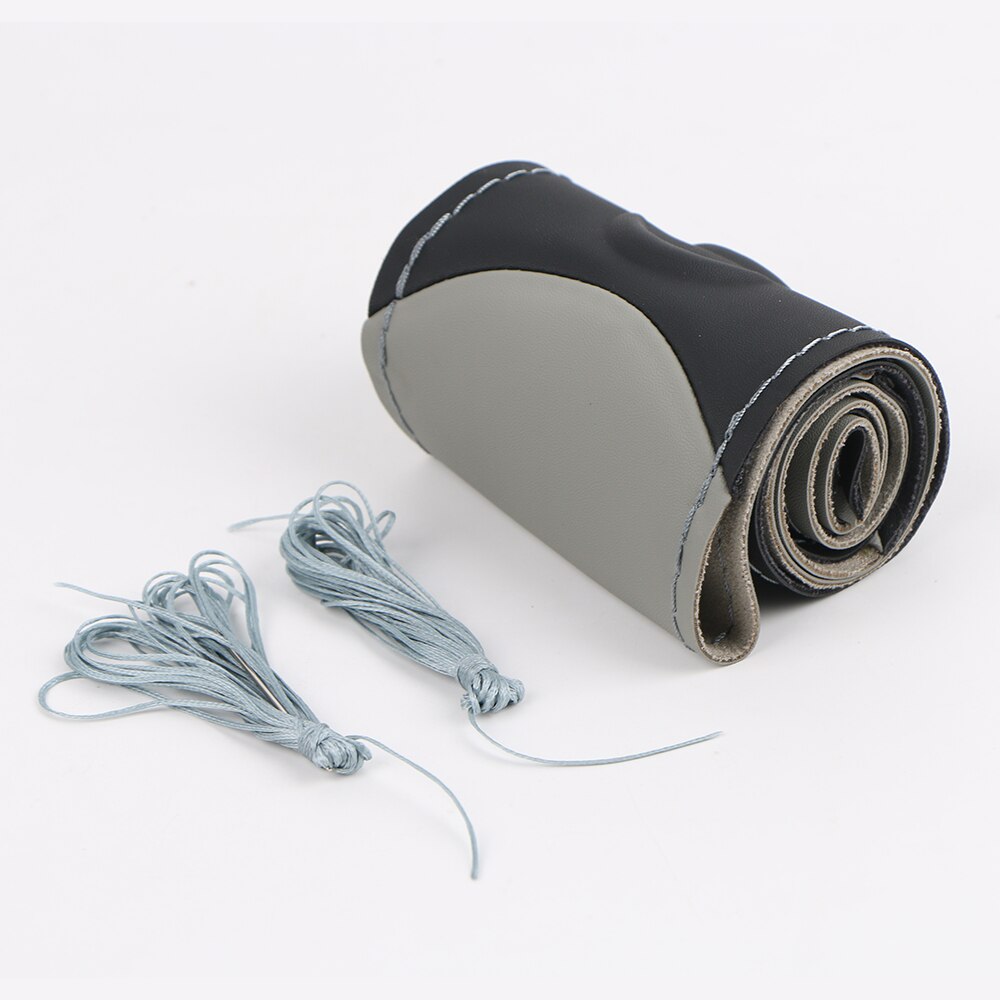 Auto Stuurhoes 3D Antislip Kunstmatige Leather Braid Voor Stuurwiel Universele Auto Steering Wrap Met Naald draad: Gray