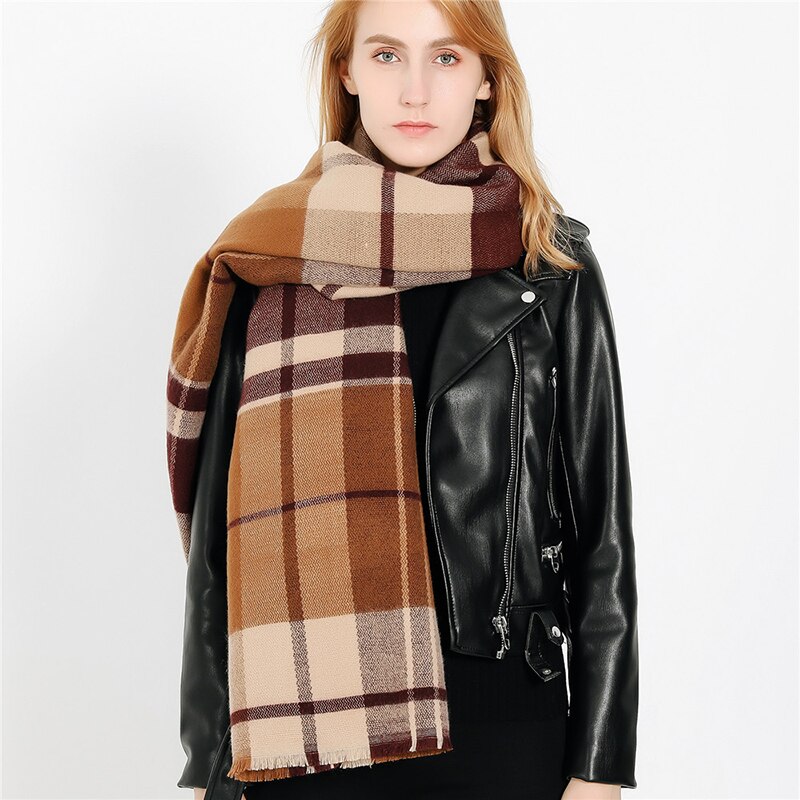 Sjaals dames winter warm geruit kasjmier kwast lange sjaal sjaal europese stijl trendy all-match dames omslagdoeken dagelijks chic