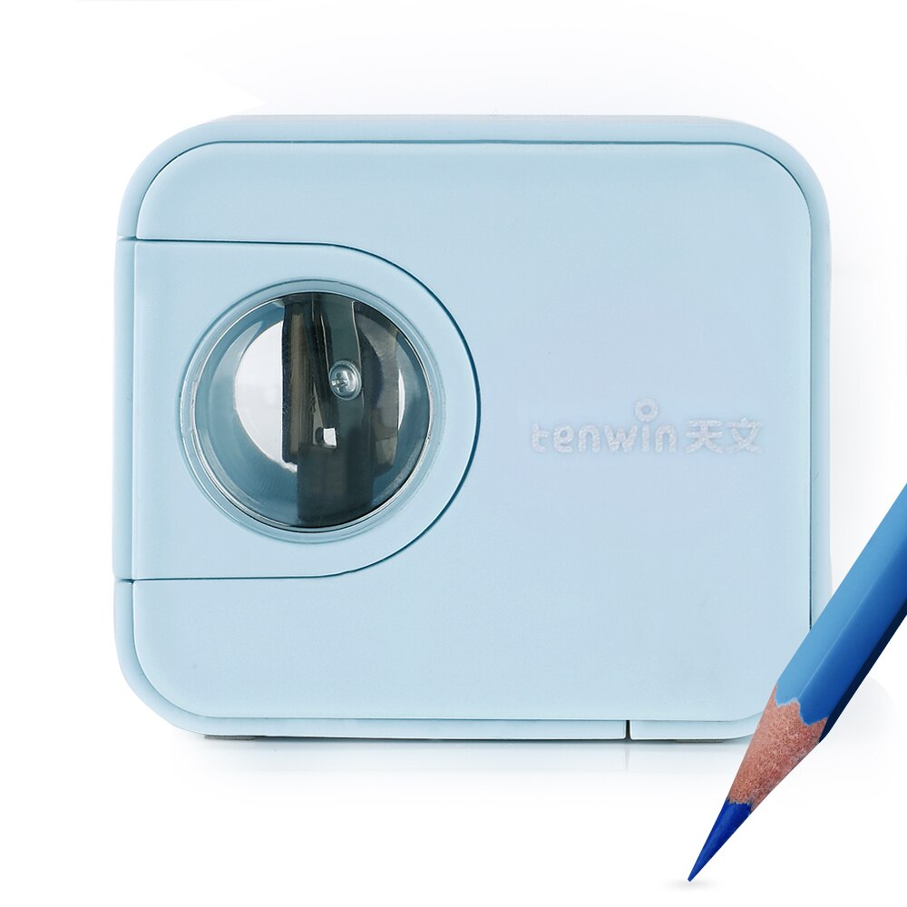 Tenwin Electric Pencil Sharpener Automatic Heavy Duty Stationery Cute Battery USB for Kids Children: Blue