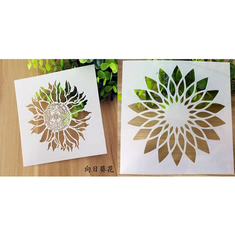 2Pc Stencils Zon Bloem Schilderen Template Embossing Craft Accessoires Sjablonen Voor Scrapbooking Stencil Herbruikbare