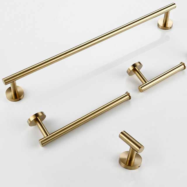 Badezimmer-Accessoires-setzt, mattschwarz, Rotguss, Chrom, gebürstetes Gold, Kleiderhaken, Handtuchhalter, Papierhalter, Smesiteli-Edelstahl: Rosa