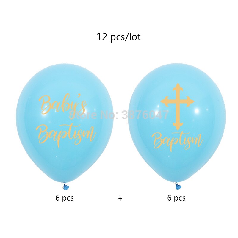 12 stk/parti baby dåbs balloner glad barnedåb baby shower fest dekoration guld kryds min dåb gud velsigne trykt ballon: Lyseblå