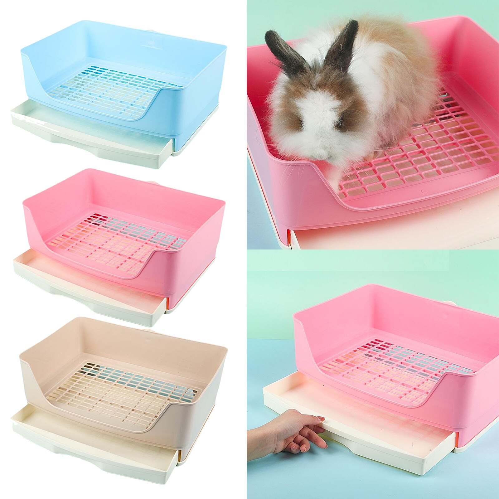 Large Rabbit Toilet Box Trainer Potty Corner Tray Litter with Drawer Pet Pan For Adult Hamster Guinea Pig Ferret Galesaur Bunny