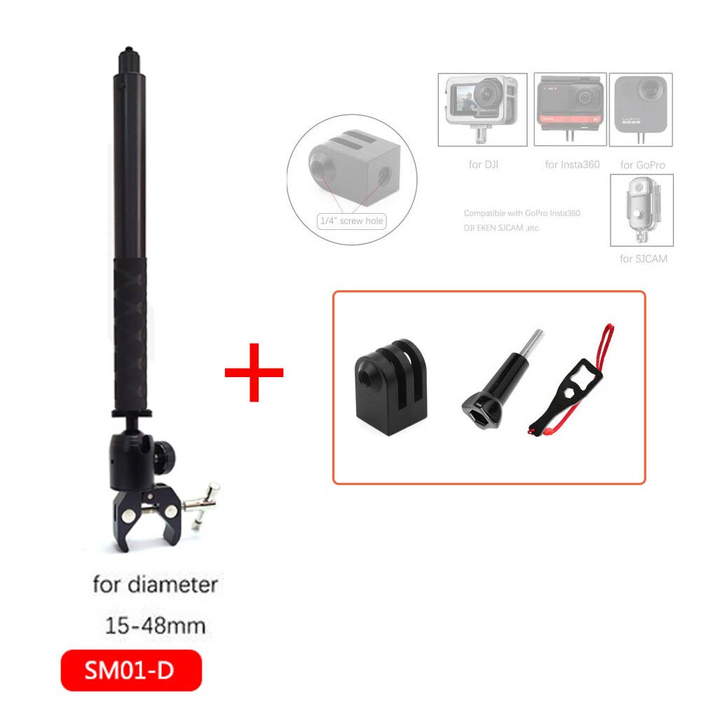 TUYU Motorrad Dritten Person Perspektive Lenker Halterung für GoPro DJI Insta360 Ein R X2 Unsichtbare Selfie Stick Zubehör: SM01-D-adapter