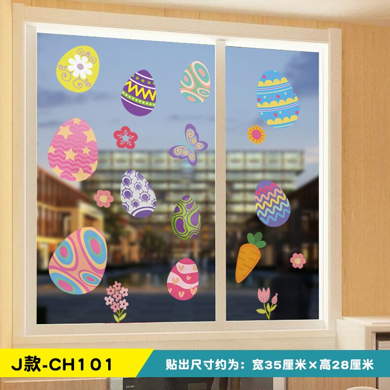 Easter egg decoration wall sticker glass paste mall storefront scene layout window paste poster: J-CH101