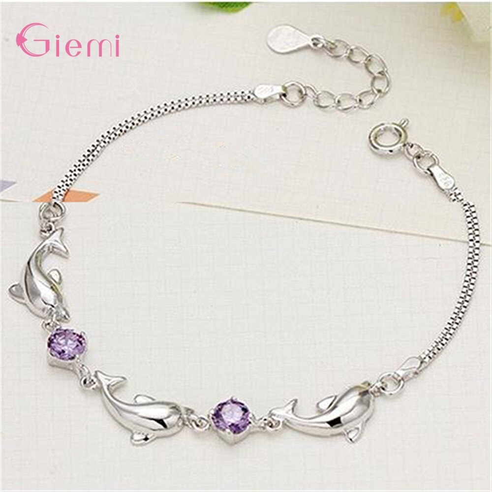 Creatieve 925 Sterling Zilveren Dolfijn Armbanden Armbanden Voor Vrouwen Meisje Armband Charm Vriendschap Zirconia Armband Sieraden