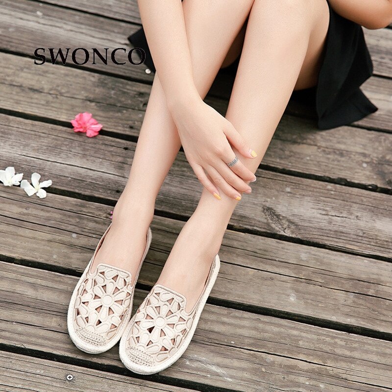 Zapatos planos de mujer SWONCO , mocasines para mujer de paja tejidos de verano, zapatos planos para mujer, zapatos cómodos y sólidos, zapato casual para mujer