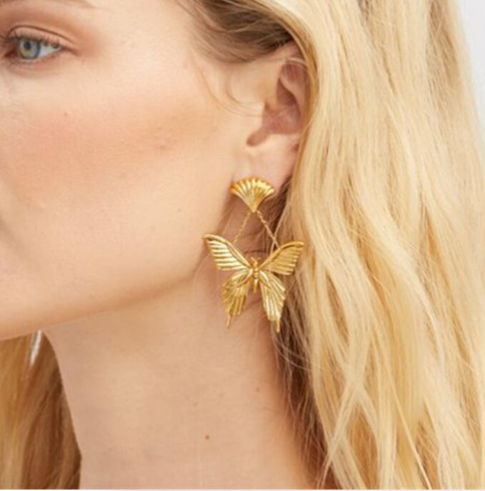 CSxjd nuevos pendientes exagerados de lujo con forma de mariposa joyería para mujer